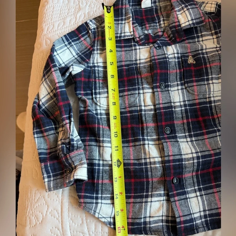 GAP Kids Plaid Button-Down Shirt - Navy, White & Red
